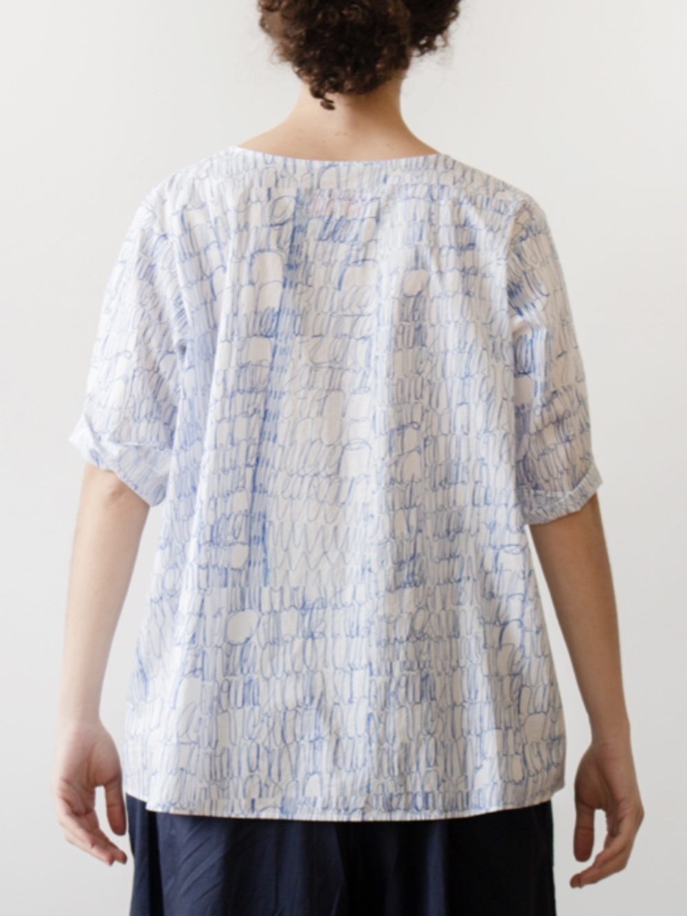 MANUELLE GUIBAL x Anton Hirschfeld Keya Tee Blue Cursive Paper Cotton SS2023 HTF